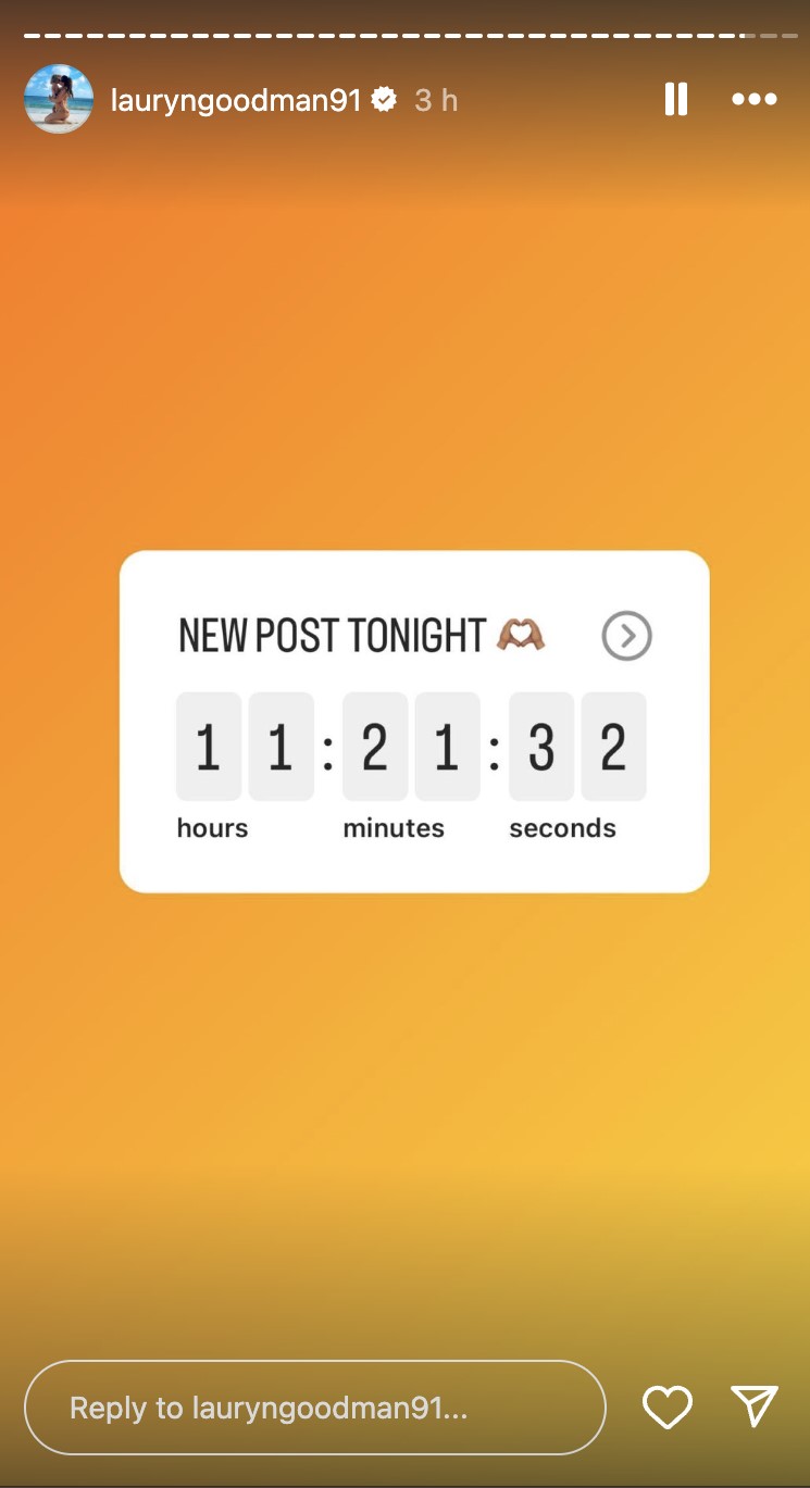 Лорин загрузила таймер обратного отсчета в свои истории в Instagram