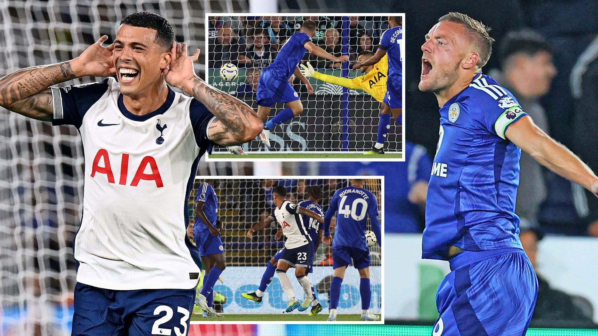 Leicester 1 Tottenham 1: Джейми Варди зарабатывает очко для Foxes в возрасте 37 лет, но возвращение Prem омрачено ужасной травмой Бентанкура